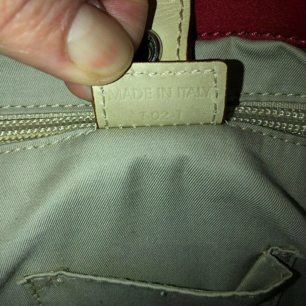 BURBERRY Red Canvas Ivory Handles Satchel Handbag - Picture 11 of 12